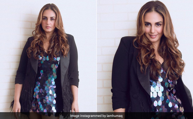 Huma Qureshi Gives Her Shimmering Dress A Sporty Touch With Sneakers
