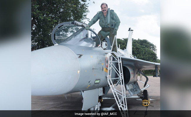 Air Force Chief RKS Bhadauria Flies Sortie In LCA Tejas MK-1 During Bengaluru Visit