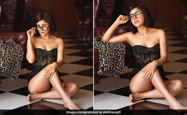 Shehnaaz Gill Makes Geek Chic Look Good In Black Glasses And A Lace Corset