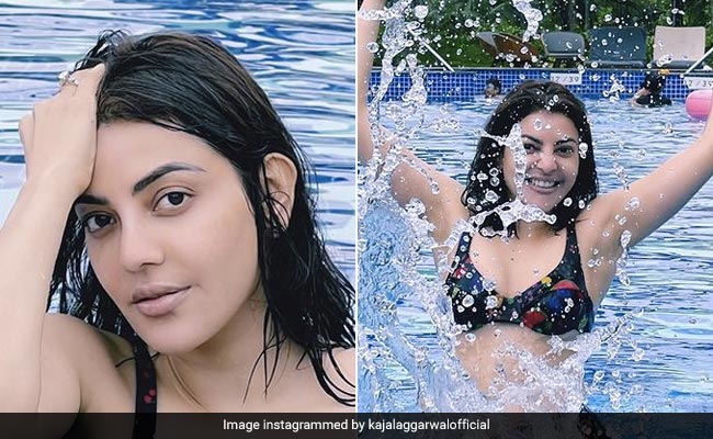 Kajal Aggarwal's Printed Bikini Is "Only One Swim Away" From Making The Chic Swimwear Charts