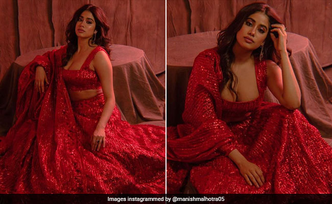 Janhvi Kapoor In A Shimmering Red Lehenga Is Taking Ethnic Looks To Glam New Heights