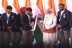 Indian Men's Hockey Team Presents Autographed Hockey Stick to PM Modi Indian Men's Hockey Team Presents Autographed Hockey Stick to PM Modi