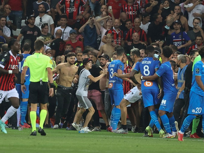 Watch: Bottles Thrown, Brawl As Nice vs Marseille Ligue 1 ...