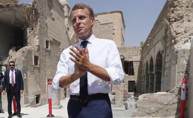 France's Emmanuel Macron Visits ISIS Former Stronghold In Iraq's Mosul