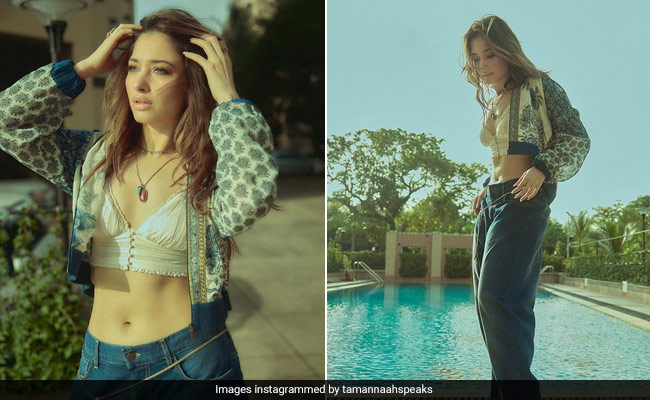 Boho Chic Vibes Come To Life With Tamannaah Bhatia's Sabyasachi Bomber Jacket