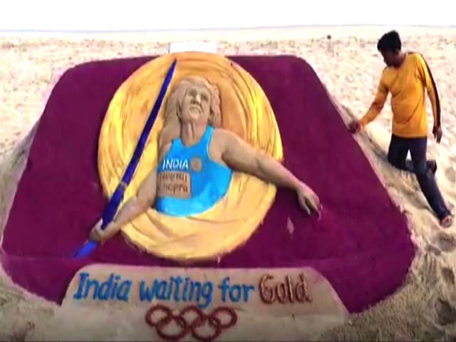 Artist Creates Sand Sculpture To Wish Luck To Javelin Thrower Neeraj Chopra