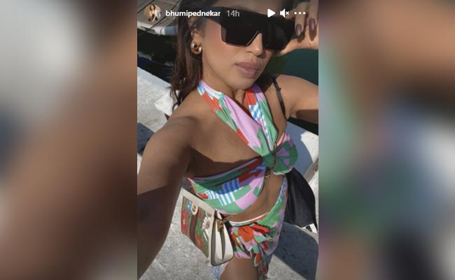 Bhumi Pednekar's Printed Bikini With Her Rs 1.40 Lakh Gucci Bag Completes Her Travel Look