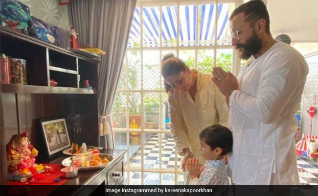 करीना कपूर ने पति और बेटे संग धूमधाम से किया गणपति बाप्पा का स्वागत, तस्वीरें की शेयर