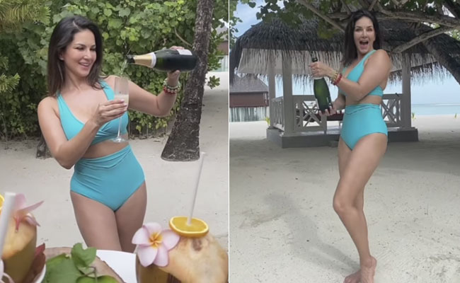 It's Always Sunny In Sunny Leone's Maldives Holiday With Her Blue Bikini Adding Her Own Shade Of Blue