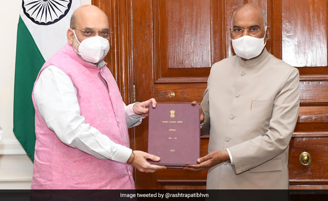 Amit Shah Presents Report On Official Language To President Kovind
