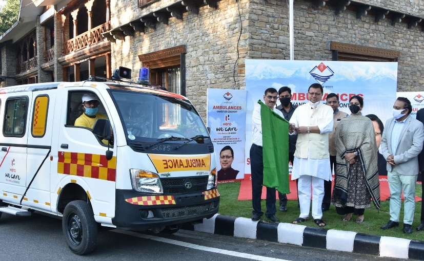 Hero MotoCorp Hands Over Ambulances To Uttarakhand Chief Minister
