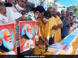 PM Modi's Birthday Featured 71ft Long Vaccine Cake And 71Kg Laddu PM Modi's Birthday Featured 71ft Long Vaccine Cake And 71Kg Laddu
