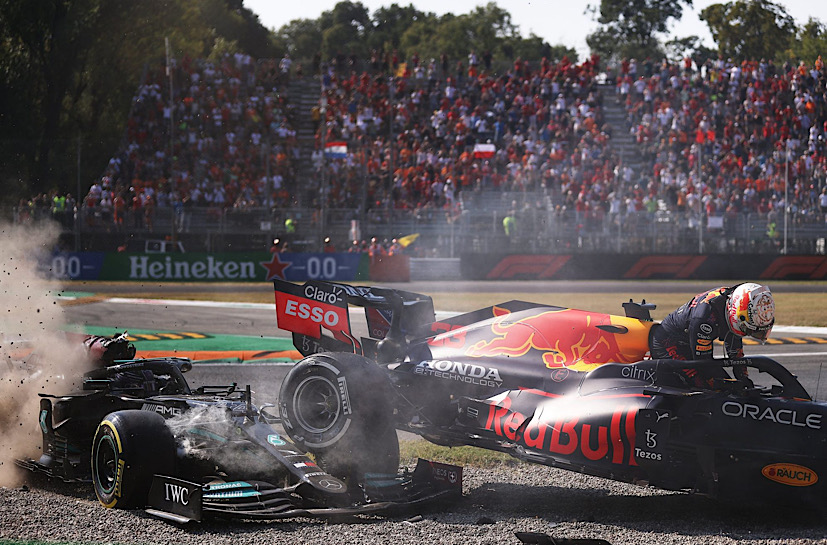 F1: Hamilton & Verstappen Crash Again At Monza As Both Retire