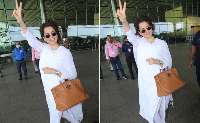 A Fashionable Tale Of Kangana Ranaut In A White <i>Chikankari Salwar</i> With A Rs 7 Lakh Tan Hermes Bag