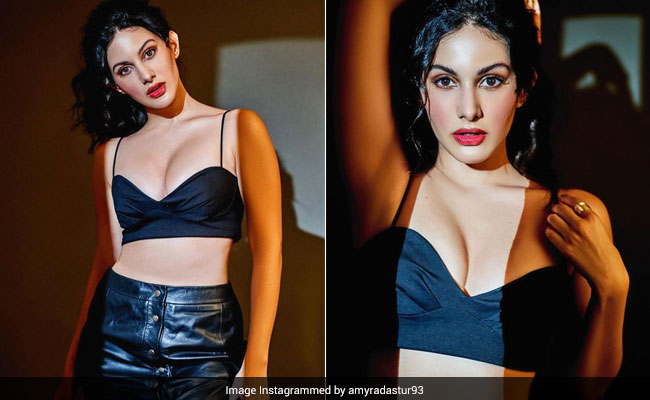 Amyra Dastur Makes Fierce Dressing A Thing For The Weekend In A Black Crop Top And Leather Skirt
