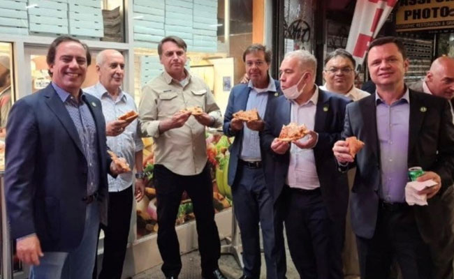 For Brazil's Bolsonaro, Unvaccinated, Pizza For Dinner On New York Street