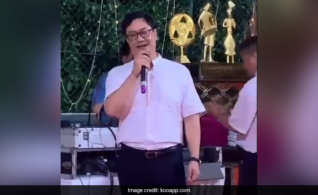 Watch: Minister Kiren Rijiju Breaks Into A Song "Just To Please" Young Officers