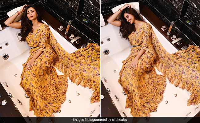Daisy Shah Looks Brighter Than Any Summer Day In A Floral Printed Ruffled <i>Saree</i>