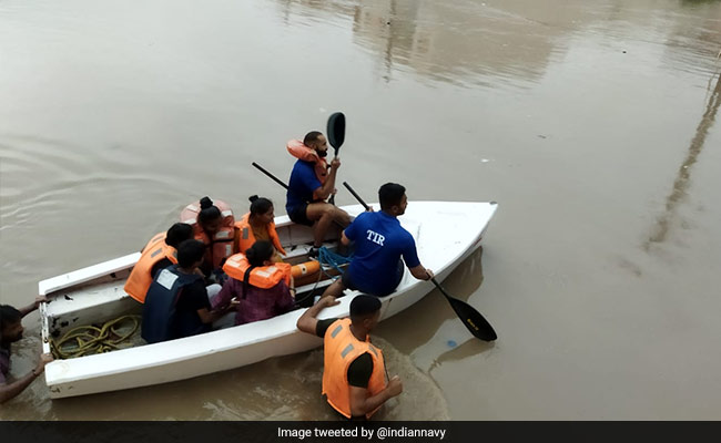 Indian Navy Team Deployed To Assist Flood Relief Ops In Rajkot