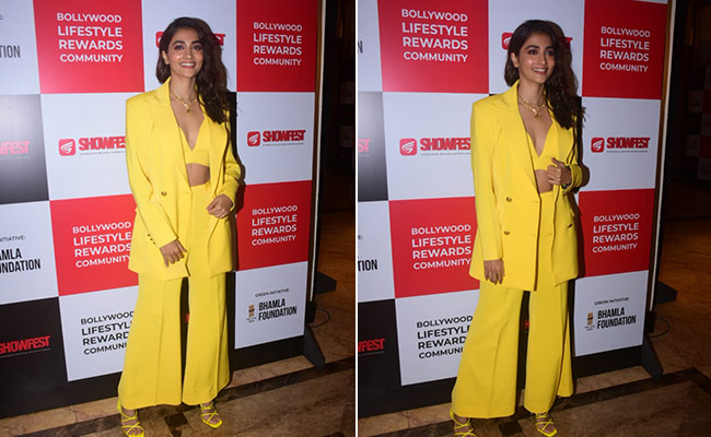 Who Needs Summer When We've Got Pooja Hegde In A Yellow Three-Piece Bralette Pantsuit