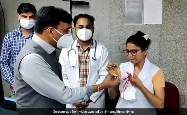 Watch: Health Minister's Vaccine Landmark Celebration At Delhi Hospital