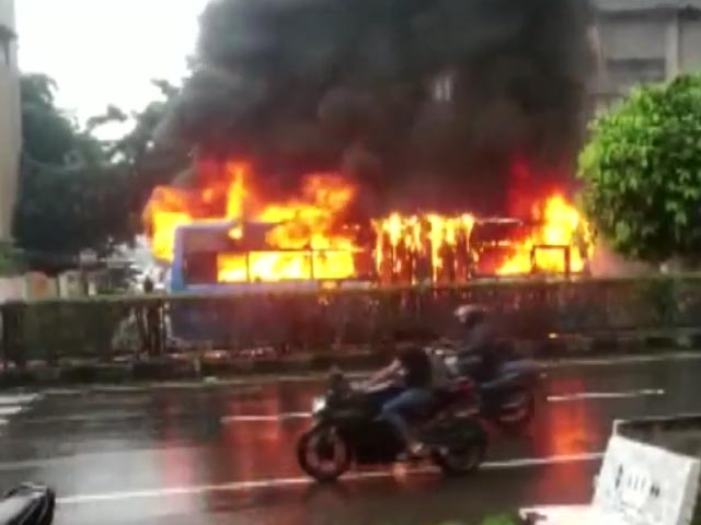 Watch: Bus Catches Fire In Surat, No Casualties Reported