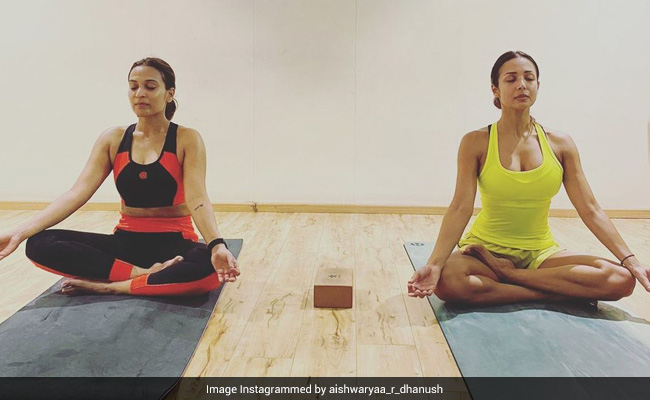 Malaika Arora  Finds A New Yoga Partner In Aishwaryaa Dhanush