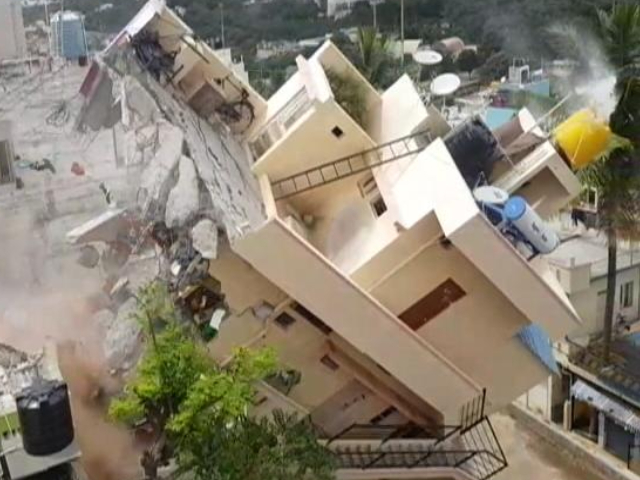 Watch: Yet Another Bengaluru Building Tilts, Evacuated, Then Demolished