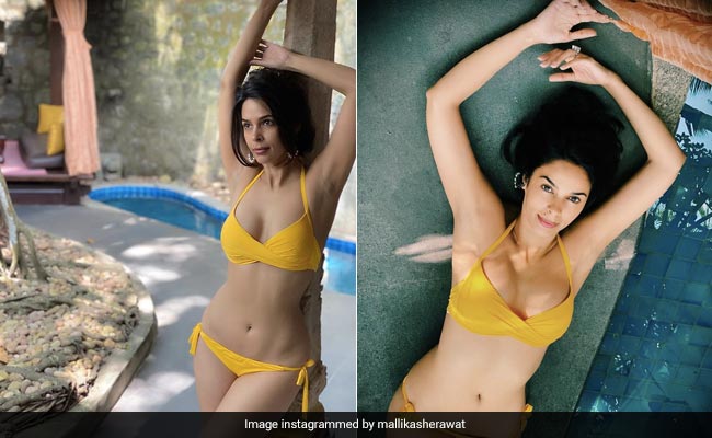 For Her 45th Birthday, Mallika Sherawat Looks Like A Ray Of Sunshine In A Yellow Bikini