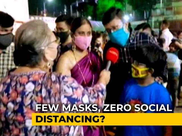 Covid Protocols Take A Backseat In Several Durga Pandals In Kolkata