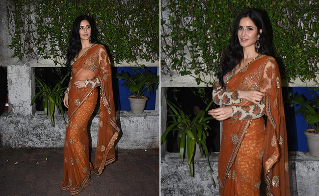 Katrina Kaif's Earthy Print Mixed <i>Saree</i> Gives Ethnic Wear A Modern Touch
