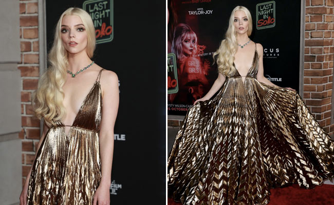 Anya Taylor-Joy Is A Glam Goddess Like No Other In A Gold Pleated Dior Gown