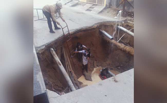 Road Caves In, 2 Punjab Students Riding To School Fall Into Crater