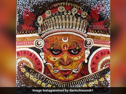 Kerala Artist Uses 25,000 Biscuits To Create 24-Foot Theyyam Mascot