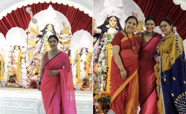 Durga Puja 2021: Kajol Celebrates <I>Saptami</i> With Cousin Sharbani Mukherjee And Family. See Pics
