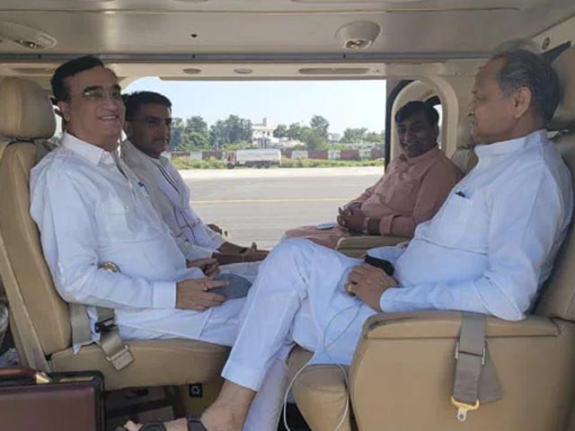 Ashok Gehlot, Sachin Pilot Inside a Chopper. Congress Unity Photo Op?