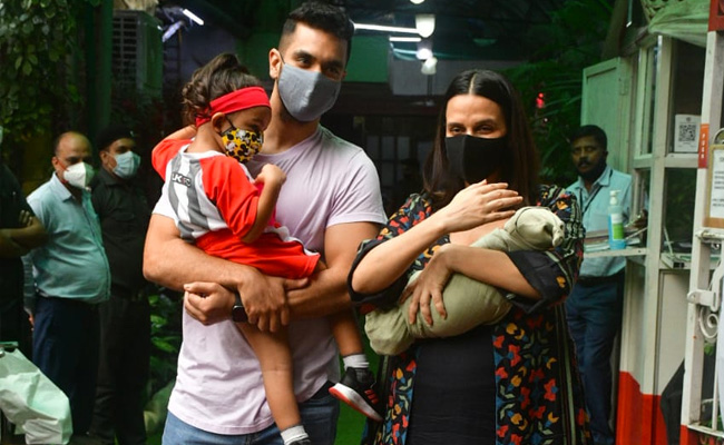 Neha Dhupia And Angad Bedi Take Baby Son Home From Hospital. See Pics