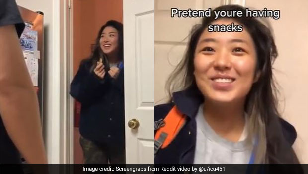 Watch: Boy Pranks Girl While She's Hunting For Snacks In The Kitchen