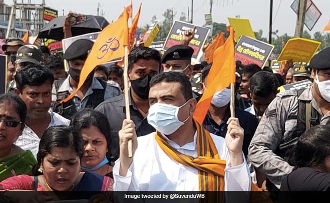 BJP's Suvendu Adhikari Takes Part In Bengal Rally Against Bangladesh Violence