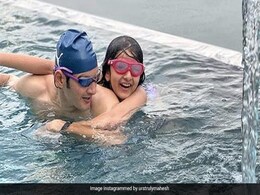 Just A Pic Of Mahesh Babu "Finding Peace" With Daughter Sitara And Son Gautham In A Pool In Switzerland Just A Pic Of Mahesh Babu "Finding Peace" With Daughter Sitara And Son Gautham In A Pool In Switzerland