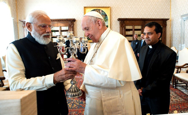 PM Modi Gifts Pope A Candle Holder, Book On India's Climate Initiatives