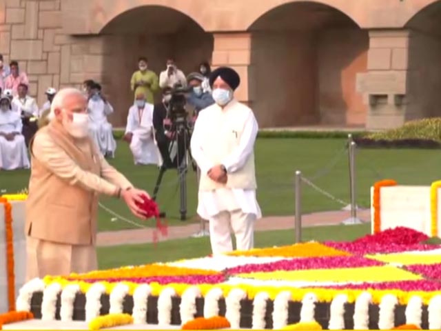 PM Modi Pays Floral Tribute To Mahatma Gandhi On His Birth Anniversary