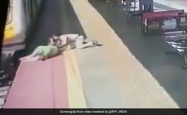 Watch: Mumbai Woman Slips Trying To Board Moving Train, Saved By Cop