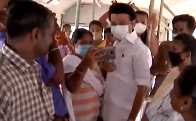 MK Stalin Surprises Passengers As He Hops On To City Bus In Chennai
