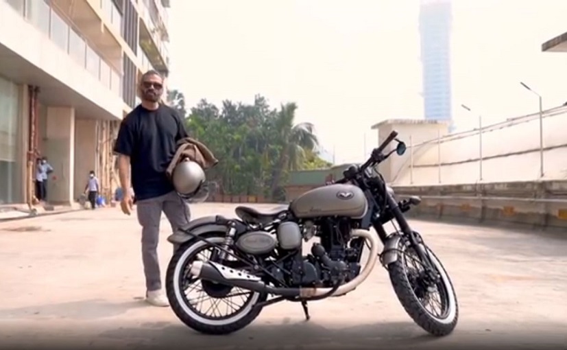 Actor Suniel Shetty Takes Delivery Of His Customised Royal Enfield Bike