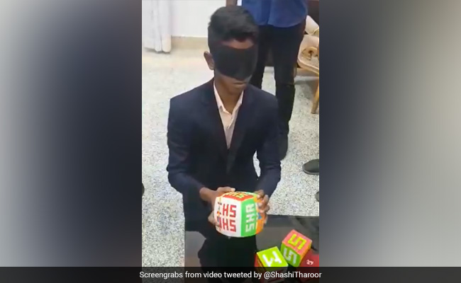 Video: Blindfolded Mumbai Boy Spells Shashi Tharoor's Name On Rubik's Cube