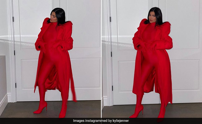 Kylie Jenner Is The Lady In Red As She Continues Rocking Her Maternity Style Streak
