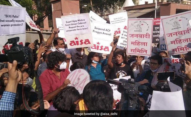 Protest Outside Delhi Police Headquarters Against "Sexual Assault" Of Two Women Students