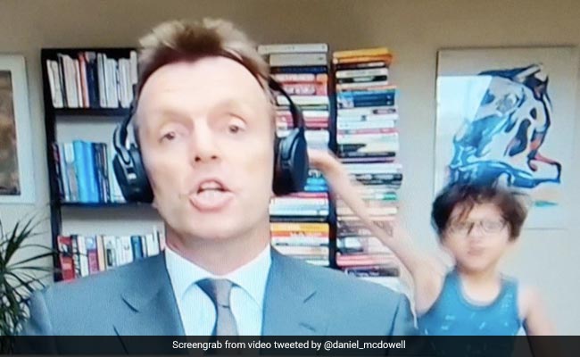 Son Crashes Man's TV Interview, Dances To Draw Attention