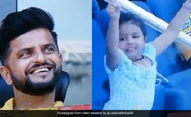 IPL 2021: जडेजा आउट होने से बच गए तो दर्शक दीर्घा में खुशी से डांस करने लगी जीवा, रैना का यूं आया रिएक्शन- Video